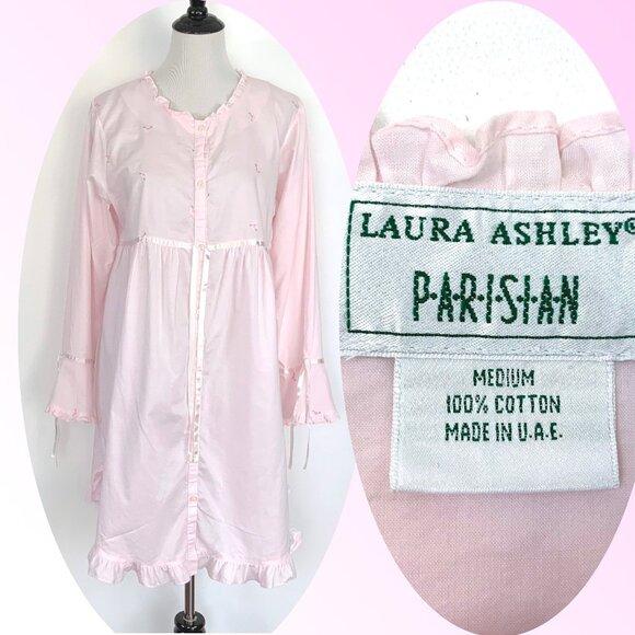 Laura Ashley Other - Vintage Laura Ashley Parisian Pink Cotton Nightgown Cottagecore Prairie Y2K Sz M